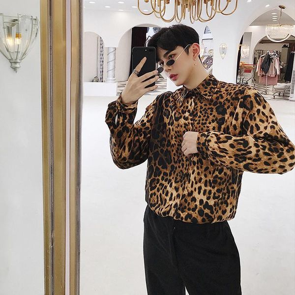 men's dress shirts night dj leopard print personality long-sleeved shirt spring autumn orean tide satin style camisa masculina, White;black
men's dress shirts night dj leopard print personality long-sleeved shirt spring autumn orean tide satin style camisa masculina, White;black