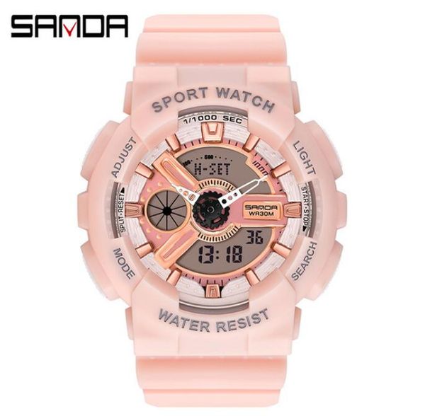 sanda's fashion dual display sport watches outdoor waterproof luminous multifunctional electronic watch, Slivery;brown
sanda's fashion dual display sport watches outdoor waterproof luminous multifunctional electronic watch, Slivery;brown