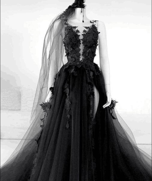 black tulle flowers prom dresses 2020 sheer neck back high split side formal evening party ball gown dress robe de soiree
black tulle flowers prom dresses 2020 sheer neck back high split side formal evening party ball gown dress robe de soiree