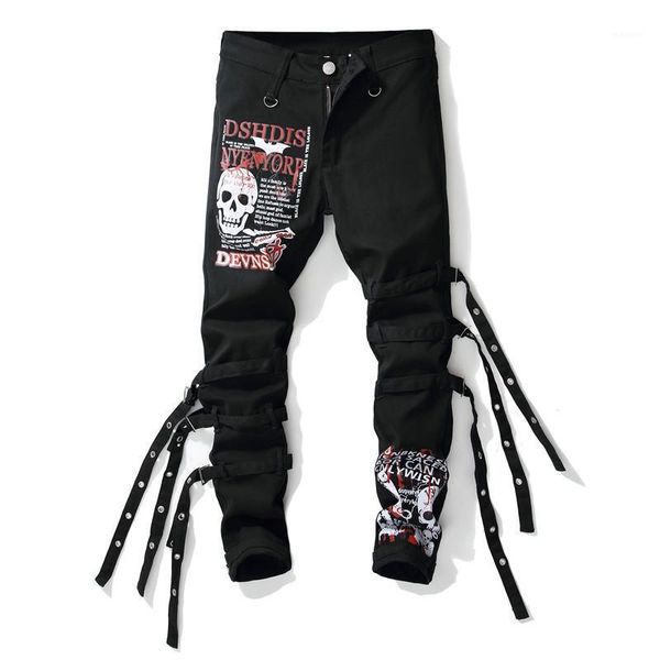 2020 new fashion non-mainstream punk style skull printed jeans men's skinny jeans with ribbons male hip hop streetwear1, Blue
2020 new fashion non-mainstream punk style skull printed jeans men's skinny jeans with ribbons male hip hop streetwear1, Blue