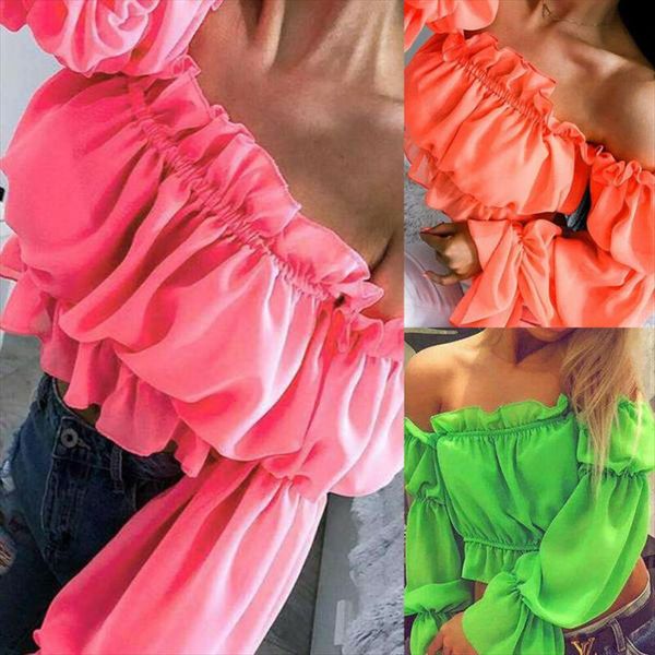 summer off shoulder ruffle women crop blouses casual long puff sleeve bare belly shirt fashion lady slash neck chiffon, White
summer off shoulder ruffle women crop blouses casual long puff sleeve bare belly shirt fashion lady slash neck chiffon, White