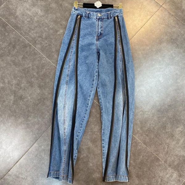 2021 autumn winter women new long zipper decoration high waist fashionable streetwear loose wide leg jeans rc294, Blue
2021 autumn winter women new long zipper decoration high waist fashionable streetwear loose wide leg jeans rc294, Blue