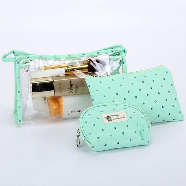 new fashion women 3pcs clear vinyl travel waterproof cosmetic bag set makeup toiletry bag set
