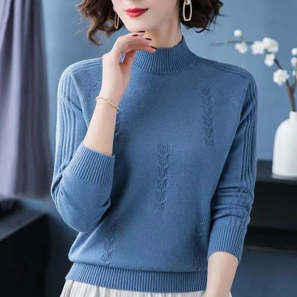 long sleeve hollow out soft pullovers elastic slim ladies half turtleneck sweaters women solid color ribbed elastic jumpers 201030, White
long sleeve hollow out soft pullovers elastic slim ladies half turtleneck sweaters women solid color ribbed elastic jumpers 201030, White