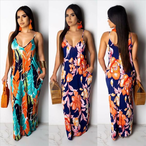 women boho spaghetti strap long maxi dress lady party evening summer beach sundress female tropical print summer dresses, Black;gray
women boho spaghetti strap long maxi dress lady party evening summer beach sundress female tropical print summer dresses, Black;gray