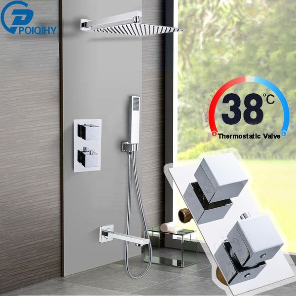 poiqihy chrome thermostatic shower set dual handle rainfall bath shower mixers bathroom waterfall concealed shower system tap bbyenk
poiqihy chrome thermostatic shower set dual handle rainfall bath shower mixers bathroom waterfall concealed shower system tap bbyenk