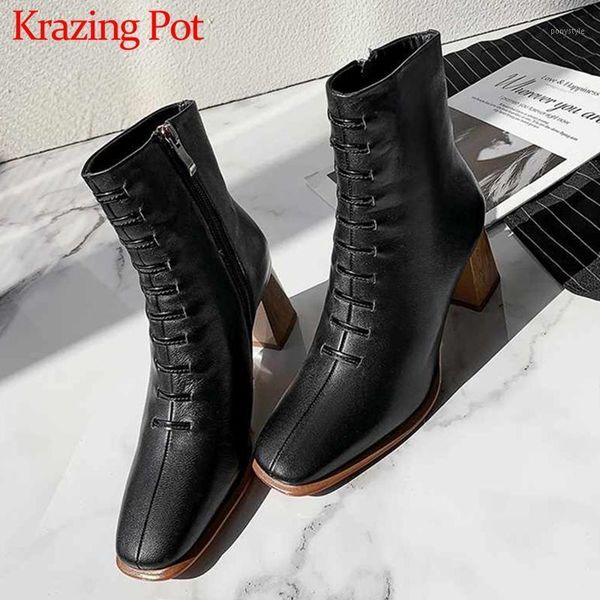 krazing pot korean fashion style soft sheep leather square toe high heels mature elegant women winter warm zip ankle boots l901, Black
krazing pot korean fashion style soft sheep leather square toe high heels mature elegant women winter warm zip ankle boots l901, Black