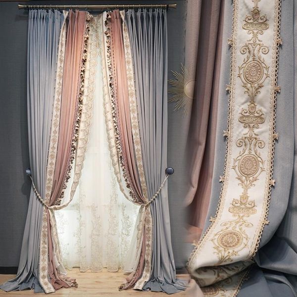 custom curtains light luxury french pink blue princess bedroom velvet thick embroidery cloth blackout curtain tulle panel c083
custom curtains light luxury french pink blue princess bedroom velvet thick embroidery cloth blackout curtain tulle panel c083