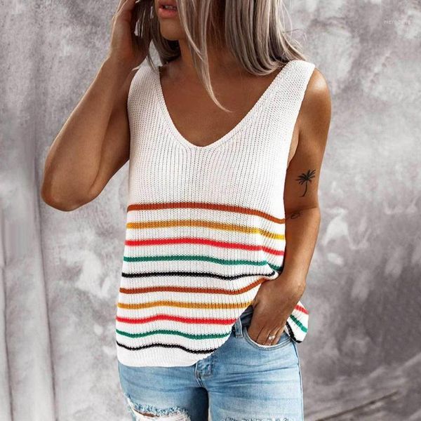 new women summer fashion v neck sleeveless horizontal stripes knitted loose vest blouse1, White
new women summer fashion v neck sleeveless horizontal stripes knitted loose vest blouse1, White