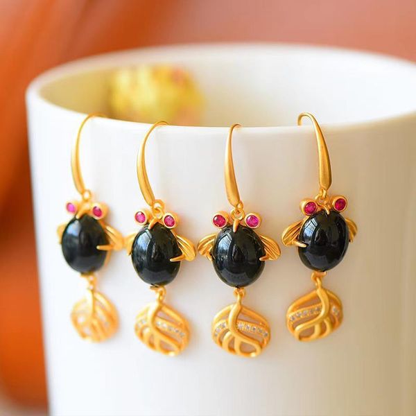 natural hetian moyu chinese style koi earrings chinese retro fresh and cute light luxury charm women's brand jewelry, Silver
natural hetian moyu chinese style koi earrings chinese retro fresh and cute light luxury charm women's brand jewelry, Silver