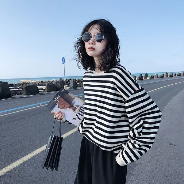 2021 cotton sweatshirts new women autumn striped long sleeve lady students thin large size pullover female 542i, Black
2021 cotton sweatshirts new women autumn striped long sleeve lady students thin large size pullover female 542i, Black