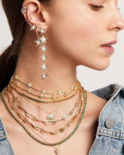 chains 2021 summer necklace pin shape charm jewelry gold color micro pave tiny cz safety link chain choker for wedding1, Silver
chains 2021 summer necklace pin shape charm jewelry gold color micro pave tiny cz safety link chain choker for wedding1, Silver