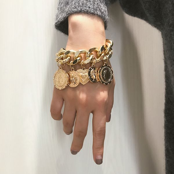 kingdeng big gold bracket punk chain coins retro jewelry female personality relief portrait geometric bracelets hiphop 2020 man, Black
kingdeng big gold bracket punk chain coins retro jewelry female personality relief portrait geometric bracelets hiphop 2020 man, Black