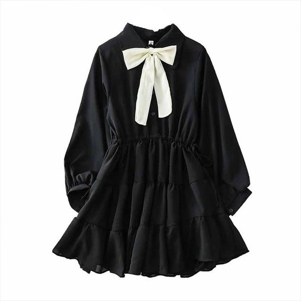 bow turn down collar dress mini short elegant sweet women female black white long sleeve d1680, Black;gray
bow turn down collar dress mini short elegant sweet women female black white long sleeve d1680, Black;gray