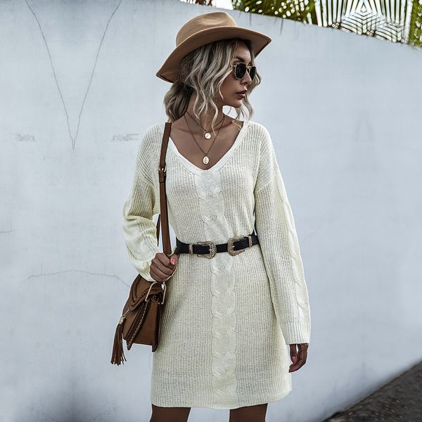 2020 the latest autumn/winter women ' dress v-neck knitted dress pullover and long sleeve solid color casual a-line skirt, Black;gray
2020 the latest autumn/winter women ' dress v-neck knitted dress pullover and long sleeve solid color casual a-line skirt, Black;gray