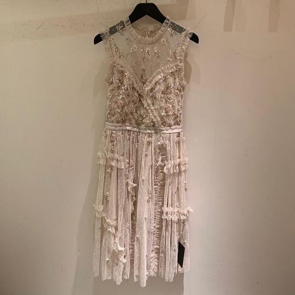 women dress summer new lace sequin embroidery stitching mesh sleeveless dress, Black;gray
women dress summer new lace sequin embroidery stitching mesh sleeveless dress, Black;gray