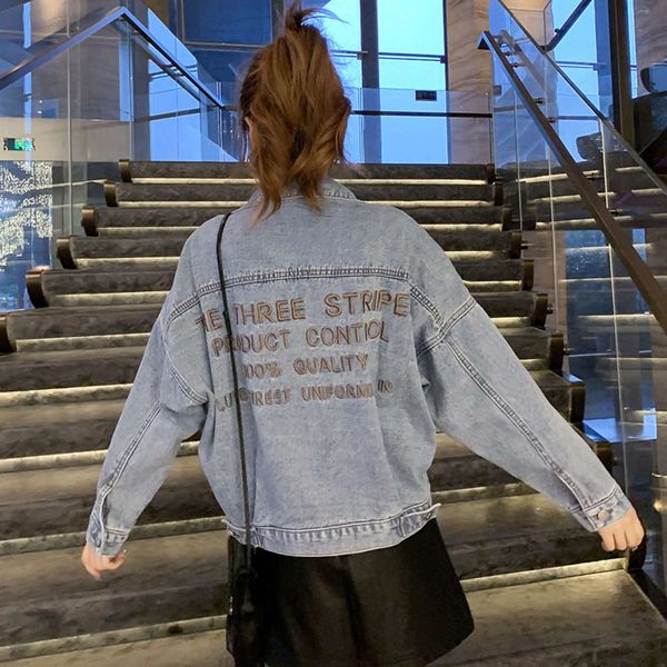 embroidery denim women's fashion back letter 2020 spring and autumn new korean loose jacket, Black;brown
embroidery denim women's fashion back letter 2020 spring and autumn new korean loose jacket, Black;brown