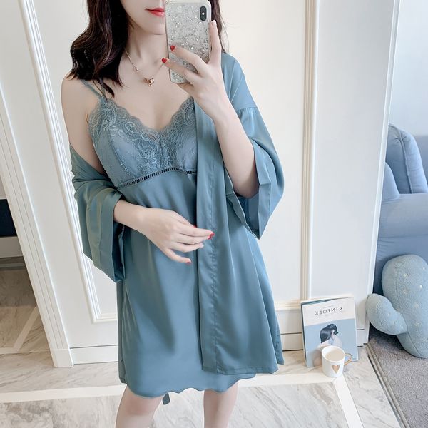 satin sleepwear 2pcs nighty&robe set women nightdress lace patchwork nightgown 2021 new intimate lingerie home clothes, Black;red
satin sleepwear 2pcs nighty&robe set women nightdress lace patchwork nightgown 2021 new intimate lingerie home clothes, Black;red