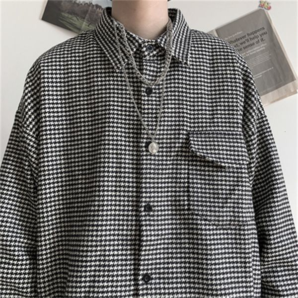 long manly 2021 spring and new fall retro wool plaid shirt thick youth men's jacket je99, White;black
long manly 2021 spring and new fall retro wool plaid shirt thick youth men's jacket je99, White;black