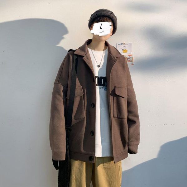 2020 autumn and winter new youth popular men's pure color korean loose woolen coat fashionable casual short trench coat, Black
2020 autumn and winter new youth popular men's pure color korean loose woolen coat fashionable casual short trench coat, Black
