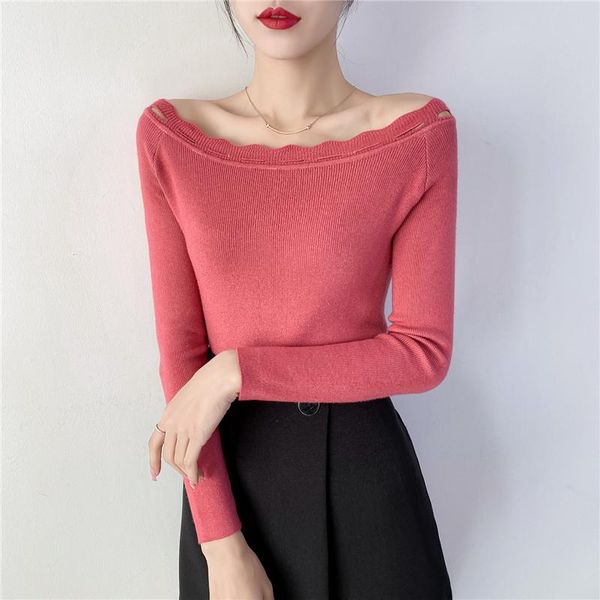 women's sweaters 2021 winter thick sweater women knitted ribbed pullover slash neck ruffles shoulder off slim jumper soft warm pull fem, White;black
women's sweaters 2021 winter thick sweater women knitted ribbed pullover slash neck ruffles shoulder off slim jumper soft warm pull fem, White;black
