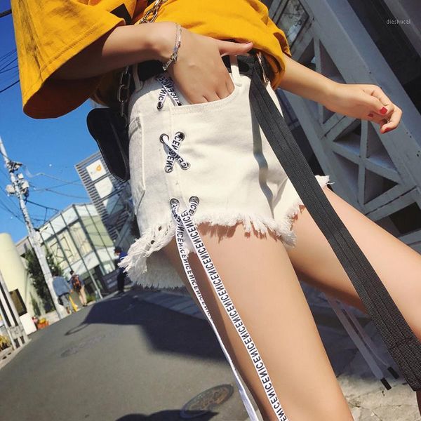denim high waist shorts women ribbon jeans streetwear hip hop mini shorts short pants korean style women summer 5f921, White;black
denim high waist shorts women ribbon jeans streetwear hip hop mini shorts short pants korean style women summer 5f921, White;black