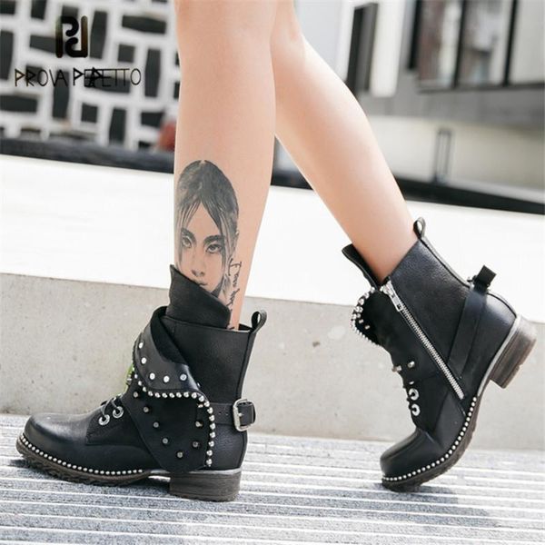 boots prova perfetto handmade women ankle rivets studded riding genuine leather short booties platform rubber shoes, Black
boots prova perfetto handmade women ankle rivets studded riding genuine leather short booties platform rubber shoes, Black
