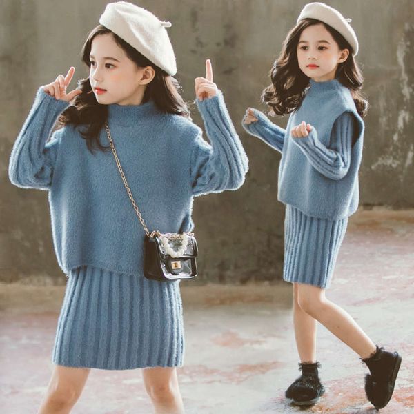 clothing autumn and mali winter 2020 new girls' zhongda children's korean fashion sweater two piece set, Blue
clothing autumn and mali winter 2020 new girls' zhongda children's korean fashion sweater two piece set, Blue