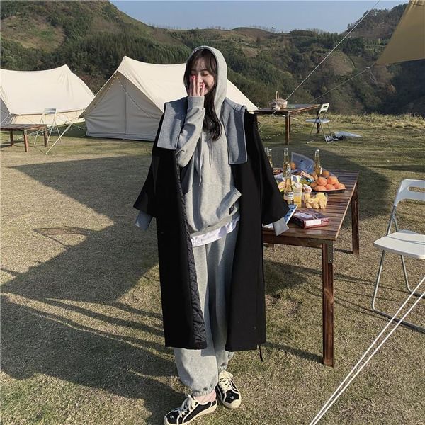 large size trench women female windbreaker hooded cape woman clothes long trench coat loose plus size outwear duster coat, Tan;black
large size trench women female windbreaker hooded cape woman clothes long trench coat loose plus size outwear duster coat, Tan;black
