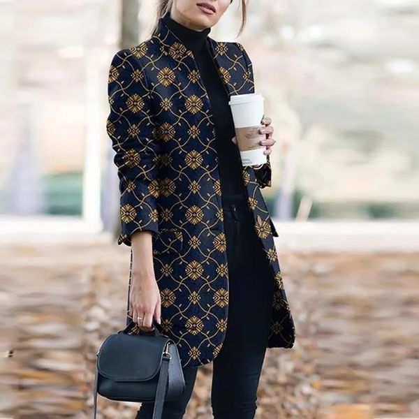 autumn vintage print overcoat women elegant fashion stand collar long jackets office lady 2021 winter warm fashion pattern coats, Black;brown
autumn vintage print overcoat women elegant fashion stand collar long jackets office lady 2021 winter warm fashion pattern coats, Black;brown