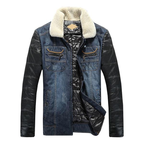 winter jacket men thick warm fleece denim splicing leather fashion parka coat plus size m-5xl kg-420, Black
winter jacket men thick warm fleece denim splicing leather fashion parka coat plus size m-5xl kg-420, Black