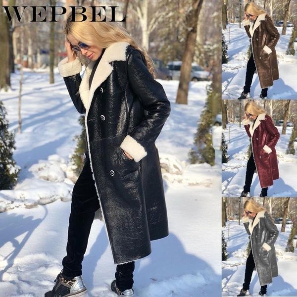 women's leather & faux wepbel women winter fur label collar pu long jacket overcoat ladies warm thick loose double breasted outerwear, Black
women's leather & faux wepbel women winter fur label collar pu long jacket overcoat ladies warm thick loose double breasted outerwear, Black