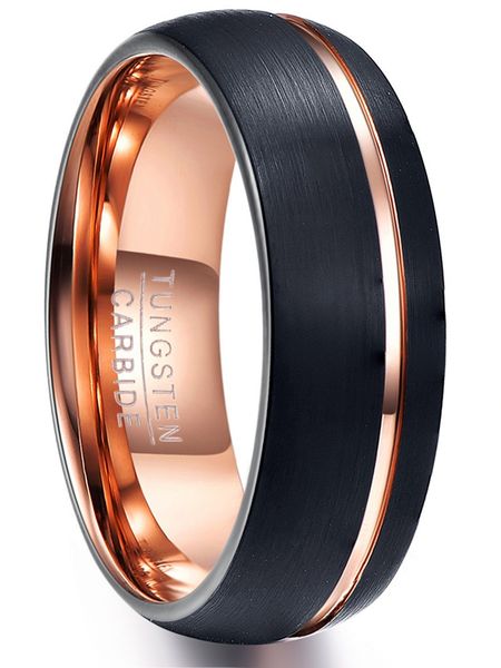 nuncad brand tungsten carbide ring 8mm wide plating black dome frosted rose gold partial groove tungsten ring men's jewelry usa size 7, Silver
nuncad brand tungsten carbide ring 8mm wide plating black dome frosted rose gold partial groove tungsten ring men's jewelry usa size 7, Silver