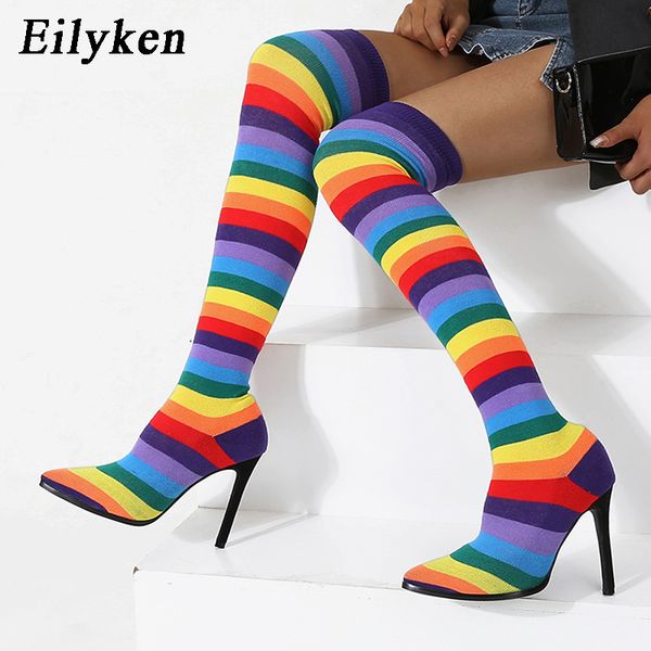eilyken new fashion mixed colors over the knee boots pointed toe women high heels thigh long socks knitting stretch fabric boot, Black
eilyken new fashion mixed colors over the knee boots pointed toe women high heels thigh long socks knitting stretch fabric boot, Black