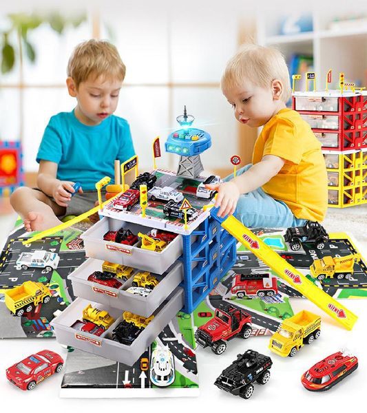 2020 New Mini Parking Drawer Storage Box Model Garage Toy Children's Puzzle Track Car Birthday Gift