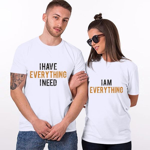 i have everything i need i am everything print loves couple t-shirts women short slevve casual clothes valentines day gift, White
i have everything i need i am everything print loves couple t-shirts women short slevve casual clothes valentines day gift, White