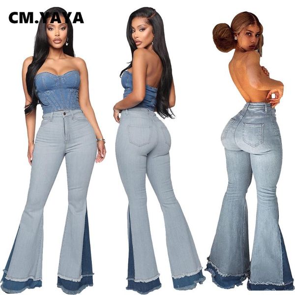 women's jeans cm.yaya aumunter winter patchwork casual fashion full length wide leg denim pants light flared, Blue
women's jeans cm.yaya aumunter winter patchwork casual fashion full length wide leg denim pants light flared, Blue