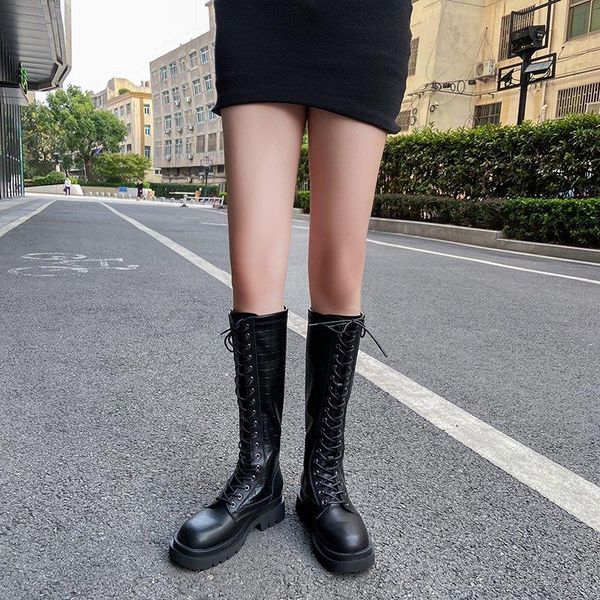 boots knee high lace up women genuine leather platform chunky motorcycle punk shoes 2021 botas mujer, Black
boots knee high lace up women genuine leather platform chunky motorcycle punk shoes 2021 botas mujer, Black