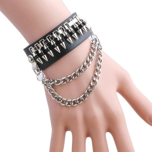 punk wind chain, leather bracelet rivet, men's leather bracelet, student fashion personality jewelry s169, Black
punk wind chain, leather bracelet rivet, men's leather bracelet, student fashion personality jewelry s169, Black