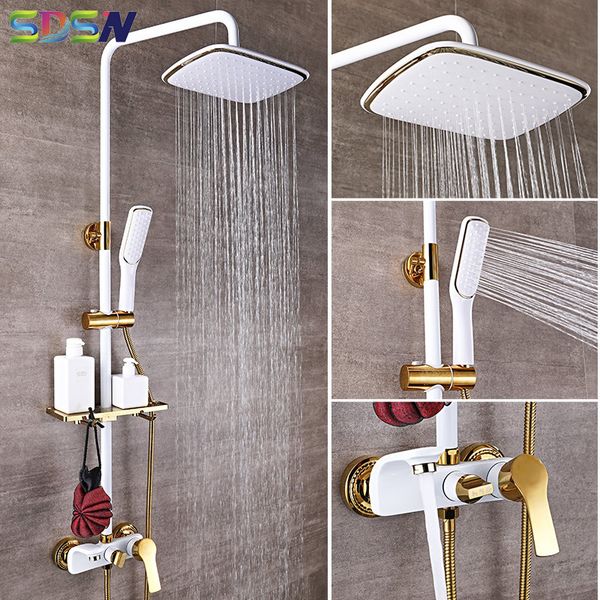 set sdsn white gold bathroom system quality copper brass bathtub faucet rainfall head spa bath shower sets 1011
set sdsn white gold bathroom system quality copper brass bathtub faucet rainfall head spa bath shower sets 1011