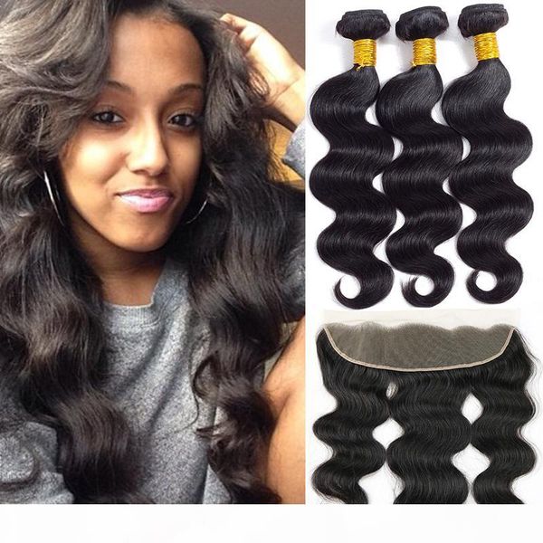13x4 lace frontal with 3 bundle human hair extensions brazilian peruvian malaysian indian body wave straight virgin hair with weaves closure, Black
13x4 lace frontal with 3 bundle human hair extensions brazilian peruvian malaysian indian body wave straight virgin hair with weaves closure, Black