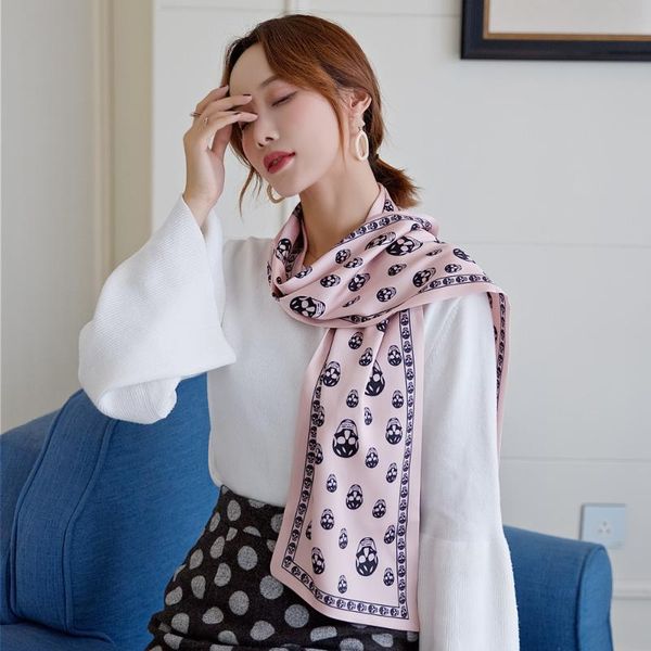 160cm*20cm fashion skull long scarf women double-sided silk scarves for ladies head scarf handkerchief women tie, Blue;gray
160cm*20cm fashion skull long scarf women double-sided silk scarves for ladies head scarf handkerchief women tie, Blue;gray