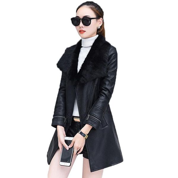 women's leather & faux autumn winter pu jacket women korean fashion slim fur collar coat female black plus size plush t347
women's leather & faux autumn winter pu jacket women korean fashion slim fur collar coat female black plus size plush t347