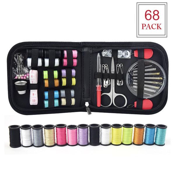 

sewing notions & tools 68pcs kits diy multi-function box set for hand quilting needle thread stitching embroidery accessories gift, Black