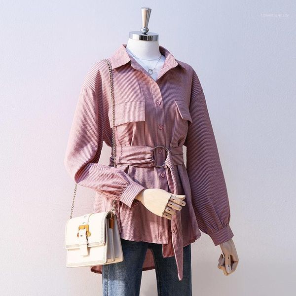 women's blouses & shirts fashion womens long sleeve and casual striped korean design blouse with belt ladies blusas clothes1, White
women's blouses & shirts fashion womens long sleeve and casual striped korean design blouse with belt ladies blusas clothes1, White