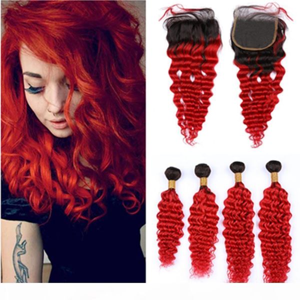 peruvian bright red ombre deep wave human hair 4bundles with closure #1b red ombre deep wavy weave wefts with 4x4 lace closure, Black;brown
peruvian bright red ombre deep wave human hair 4bundles with closure #1b red ombre deep wavy weave wefts with 4x4 lace closure, Black;brown