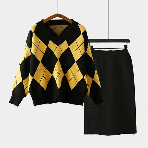 autumn new women plaid knitted pullover loose sweaters and black skirt suits ladies casual knitting two piece sets knit outfits1, White
autumn new women plaid knitted pullover loose sweaters and black skirt suits ladies casual knitting two piece sets knit outfits1, White