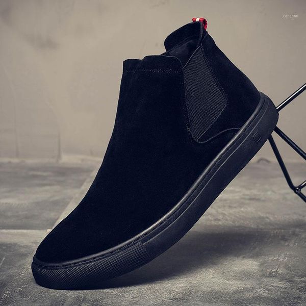 england style men casual soft nubuck leather boots slip on breathable flat shoes platform tooling shoe ankle botines man1, Black
england style men casual soft nubuck leather boots slip on breathable flat shoes platform tooling shoe ankle botines man1, Black