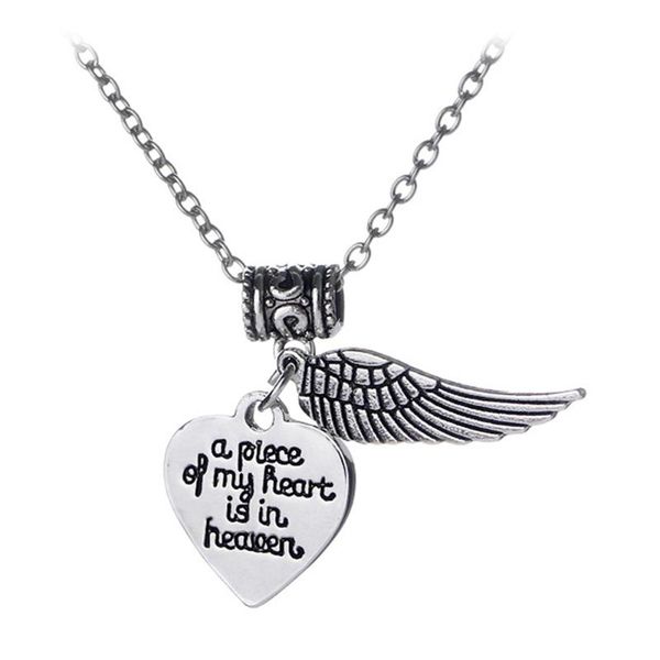 pendant necklaces a piece of my heart is in heaven carving wing memorial necklace, Silver
pendant necklaces a piece of my heart is in heaven carving wing memorial necklace, Silver