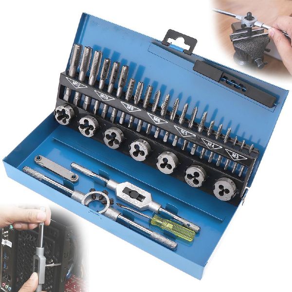32pcs in 1 metric hand tap set adjustable taps dies wrench screw thread plugs straight taper reamer tools for car repairing tool 
32pcs in 1 metric hand tap set adjustable taps dies wrench screw thread plugs straight taper reamer tools for car repairing tool
